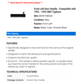 thumbnail image 2 of Front Left Door Handle - Compatible with 1992 - 1993 GMC Typhoon, 2 of 2