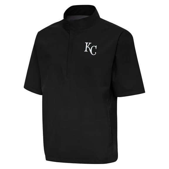 Men's Antigua Black Kansas City Royals Brisk Quarter-Zip Wind Shirt