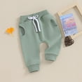 thumbnail image 3 of Douhoow Baby Boy Girl Sweatpants 0-3Y Solid Color Drawstring Elastic Jogger Pants Fall Winter Trousers, 3 of 9