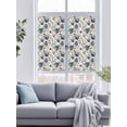 thumbnail image 4 of Non-Adhesive Static Cling Window Tint, Navy Blue Floral Window Privacy Film Frosted, Beige Vintage Farmhouse Botanical Leaves Insulated Windows Frosted Films for Living room, 35.4 x 78.7 Inches, 4 of 9