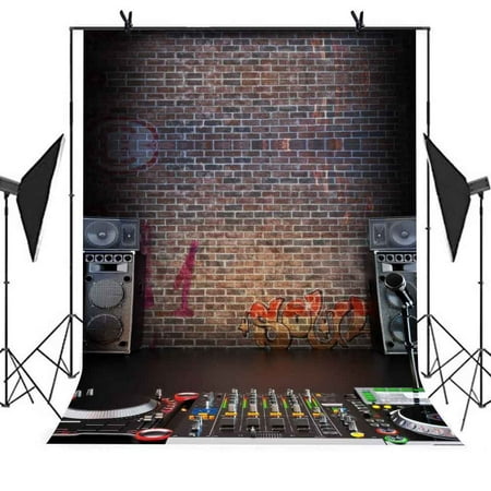 GreenDecor Polyster Backdrop 5x7ft Music Recording Studio Graffiti Brick Wall Photo Video Studio Photography (Best Background Music For Videos)