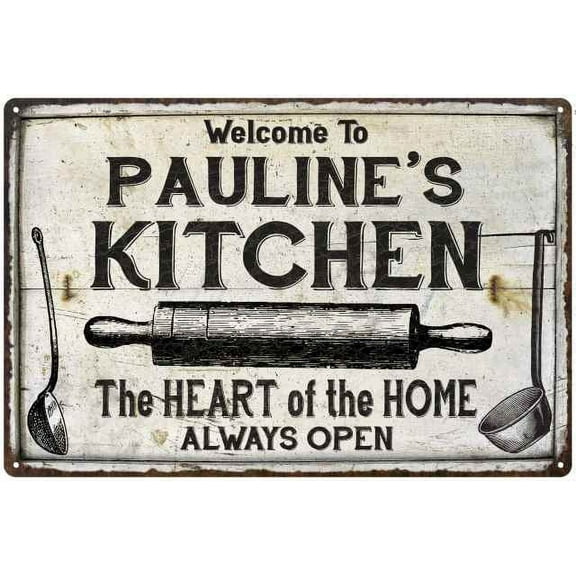 PAULINE'S Kitchen Farmhouse Sign Gift Gift 12x18 Metal 112180033136