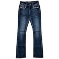 thumbnail image 2 of Grace in LA Women's Cactus Floral Embroidered Bootcut Stretch Jeans (25, Blue), 2 of 4