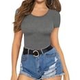 thumbnail image 2 of Xishao Women's Round Neck Short Sleeve T Shirts Basic Bodysuits Xishao ropa, 2 of 2