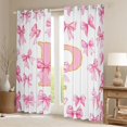 thumbnail image 2 of Manfei Gold Sparkling Sequins Pink P Personalized Initial Black Out Curtains for Teens Women,Girls Kids Romantic Princess Bow Tie Curtains Pack of 2 (42x63 Each),Lightweight Room Decor, 2 of 6