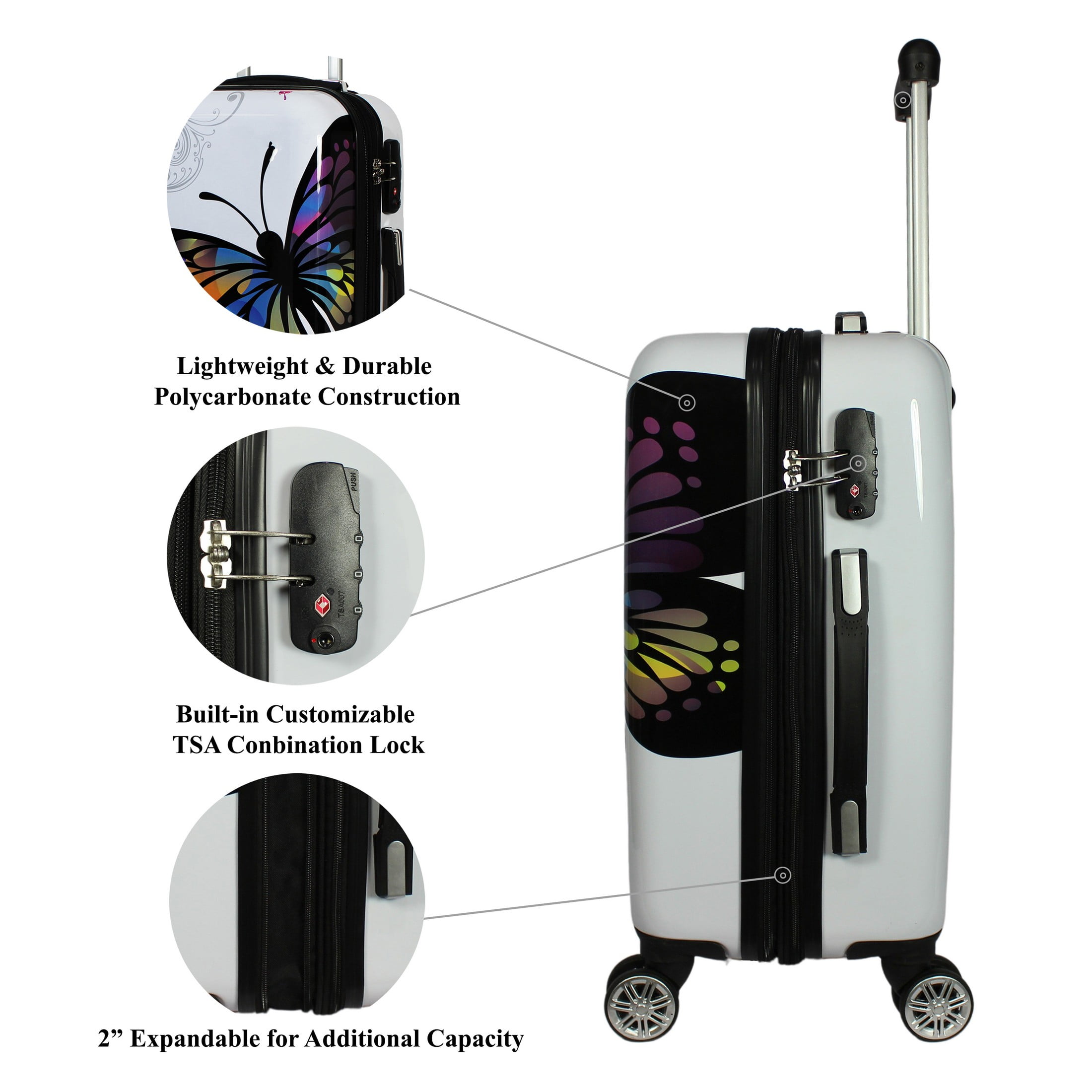 World Traveler Europe 4-Piece Spinner Luggage Set with TSA Lock, with 28  and 24 Upright, 13 Carry-on, and 13 Bag 