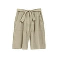 thumbnail image 5 of Olyvenn Bermuda Shorts for Women Bowknot Tie Drawstring High Waisted Elastic Comfy Wide Leg with Pocket Lounge Summer Beige XL, 5 of 8