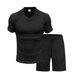 thumbnail image 4 of Mangas de Mano para Hombres Casual Sólido de Manga Corta Cuello Redondo Blusa Y Pantalones Cortos Conjunto, Traje de Dos Piezas de Poliéster de Moda para el Uso Diario de Primavera Verano, 4 of 6