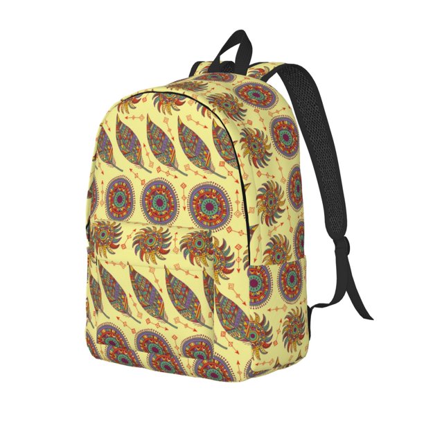 Balery Bohemia Mochila Clásica Impresa Básica para Viaje, Mochila Escolar Resistente al Agua, Mochila de Lona con Correas Ajustables-Small