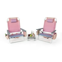 Resenkos 2 Packs 5-Position Outdoor Folding Backpack Beach Table Chair Reclining Chair Set-Pink, Backpack Folding Beach Chairs, Folding Beach Chair for Outdoor, Lawn, Trip, Picnic