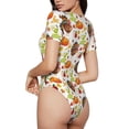 thumbnail image 3 of Gaeub Thanksgiving Turkey Women'S Short Sleeve One Piece Swimsuit Sexy High-Waisted Bodysuit For Swimming, Beach, Sports - Large, 3 of 9