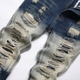 thumbnail image 6 of Aihuaihua Boy's Stylish Moto Biker Ripped Distressed Fit Stretch Fashion Denim Jeans Blue, 6 of 9