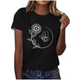 thumbnail image 1 of Tops de Ajuste Suelto para las Mujeres Sudadera Casual Impresa Manga Corta Cuello Redondo Superior, Poliéster, 1 of 5