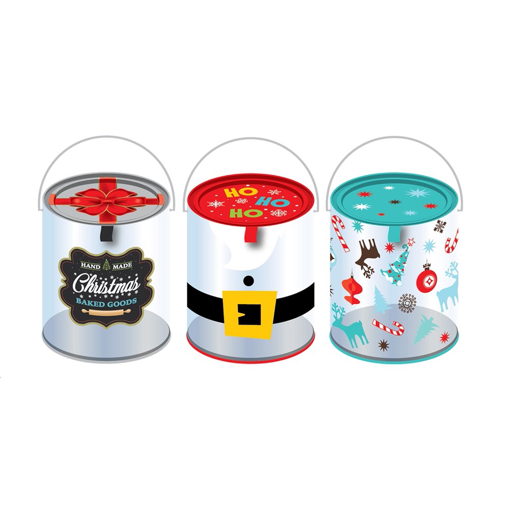 Round Tall X'mas Holiday Plastic Container (1 Style Only) tin975017