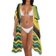 thumbnail image 3 of HELLHERO Jamaican Flag Print Beach Kimono Cover-Up - Lightweight Loose Swimwear Cover for Tropical Vacations, Poolside & Beach Parties, 3 of 6