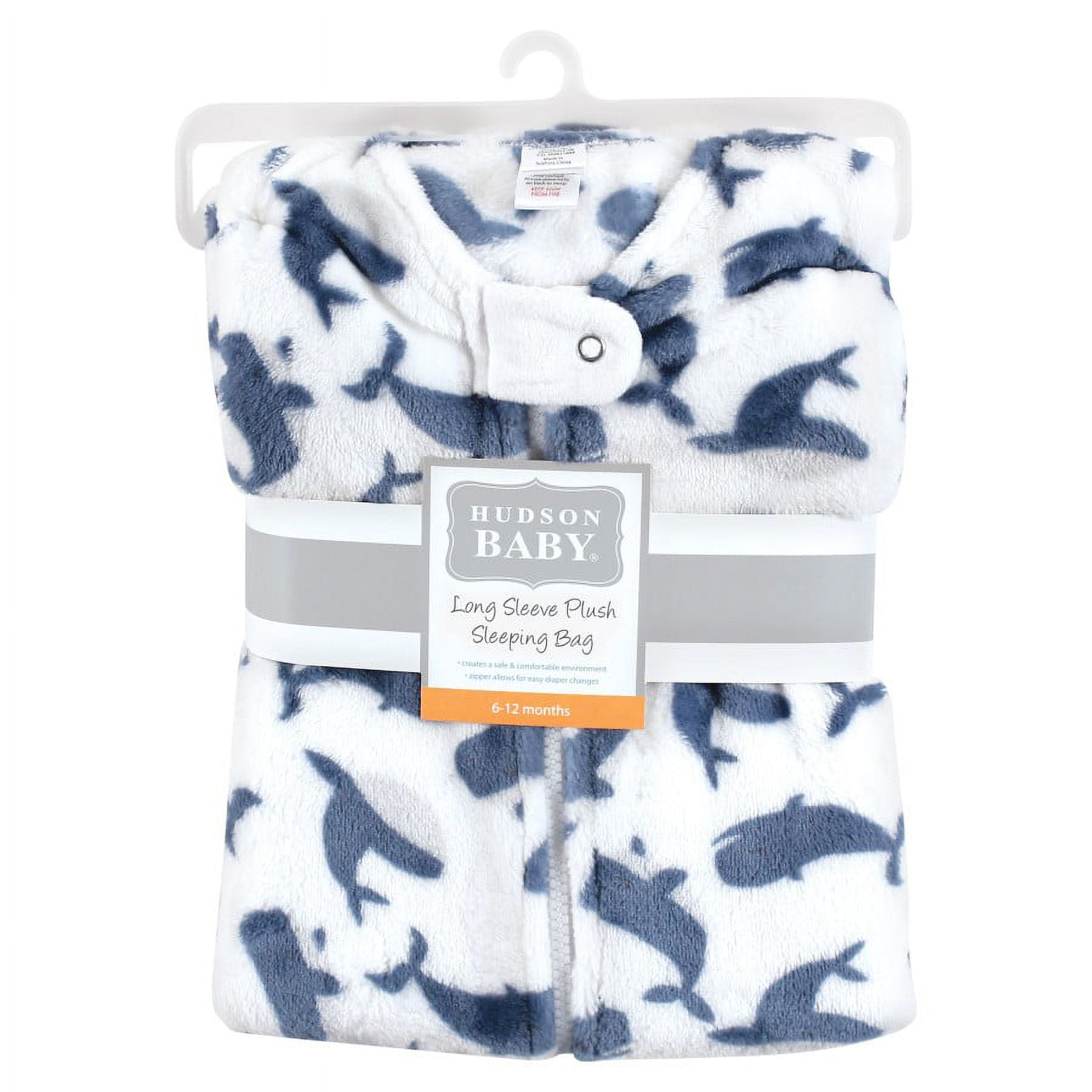 Hudson Baby Infant Boy Plush Sleeping Bag, Sack, Blanket, Long-Sleeve Whale, 12-18 Months