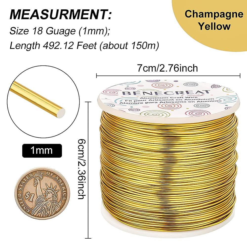 9 10 12 15 17 18 20 Gauge Gold Aluminum Wire (18 Gauge,492 FT) Anodized Jewelry Craft Making Beading Floral Colored Aluminum Model Making