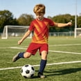 thumbnail image 6 of ITSAME Boys Girls Football Training Outfits Breathable V-Neck Top and Shorts 2-Piece Kids Soccer Uniform Set Red Size 11, 6 of 9