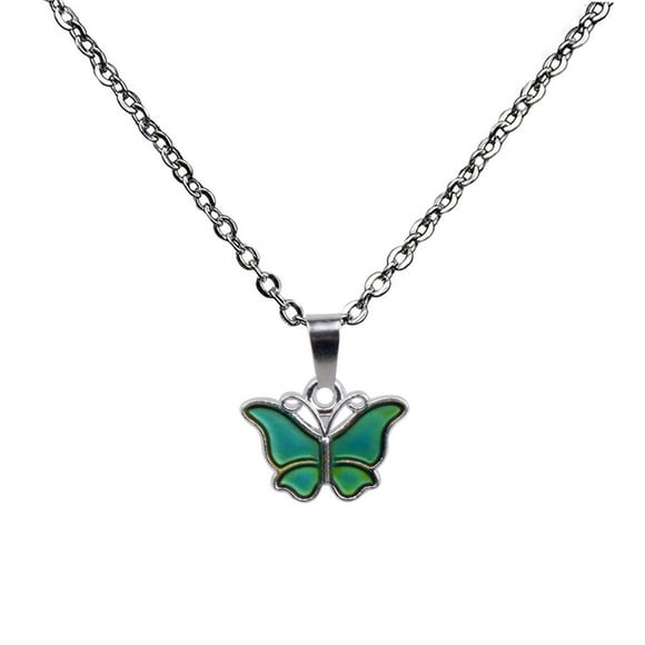 Aleación Mariposa Colgante Cambio de color Sensación Emocional Collar de material acero inoxidable 5cm-55cm