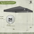 thumbnail image 3 of CAPHAUS 12ft x 12ft Patented One-Push Pop Up Outdoor Canopy Tent, Heavy-Duty Commercial Grade w/Central Lock, Portable and Instant Folding Shelter with Wheeled Carry Bag and Weight Bag, Dark Grey, 3 of 10