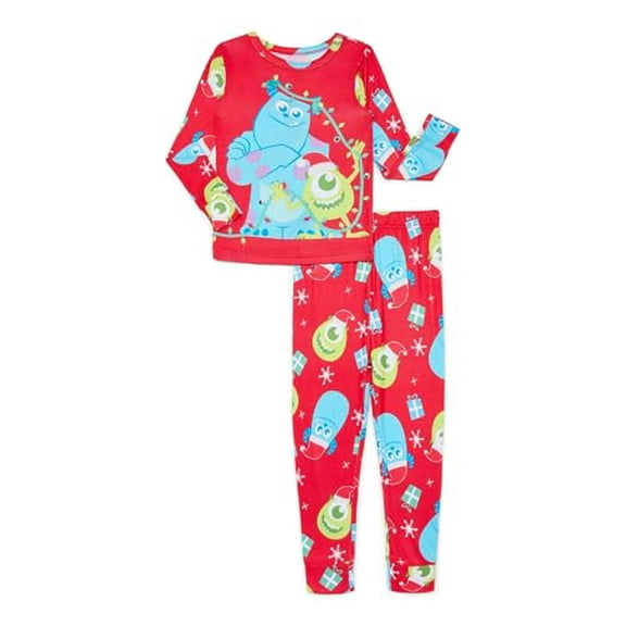 Mike and Sulley, Monsters Inc. Christmas Snug Fit Top and Pants Pajamas - 4T