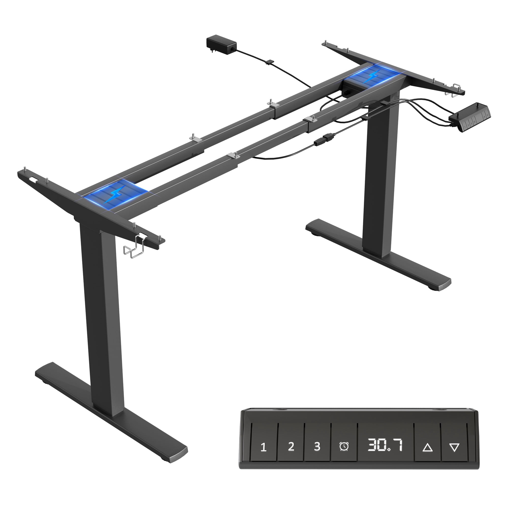 63 Inch Dual Motor Electric Adjustable Standing Desk, Computer Desk with Memory Controller, Home Office Desk with Seamless tabletop,265 lbs Weight Capacity,Rustic Brown (Two packages)