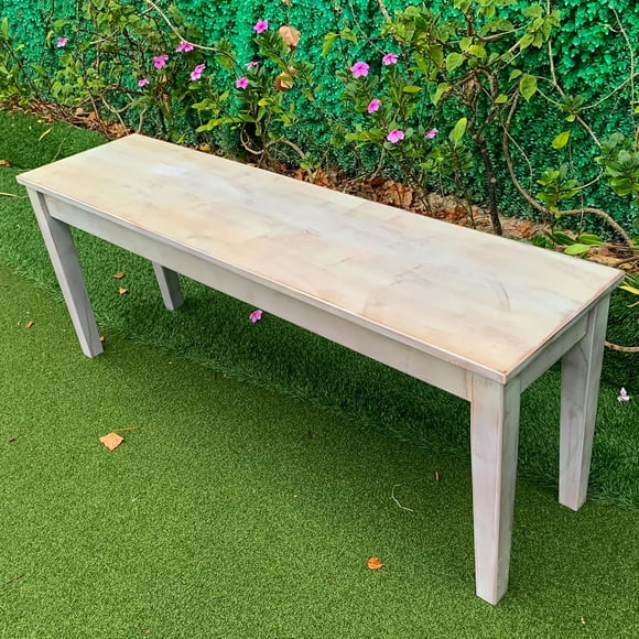Brefhome 47 Inches Wood Bench, Rustic Entryway Bench, Industrial Bench seat for Dining Room, Bedroom, Outdoor, White Antique