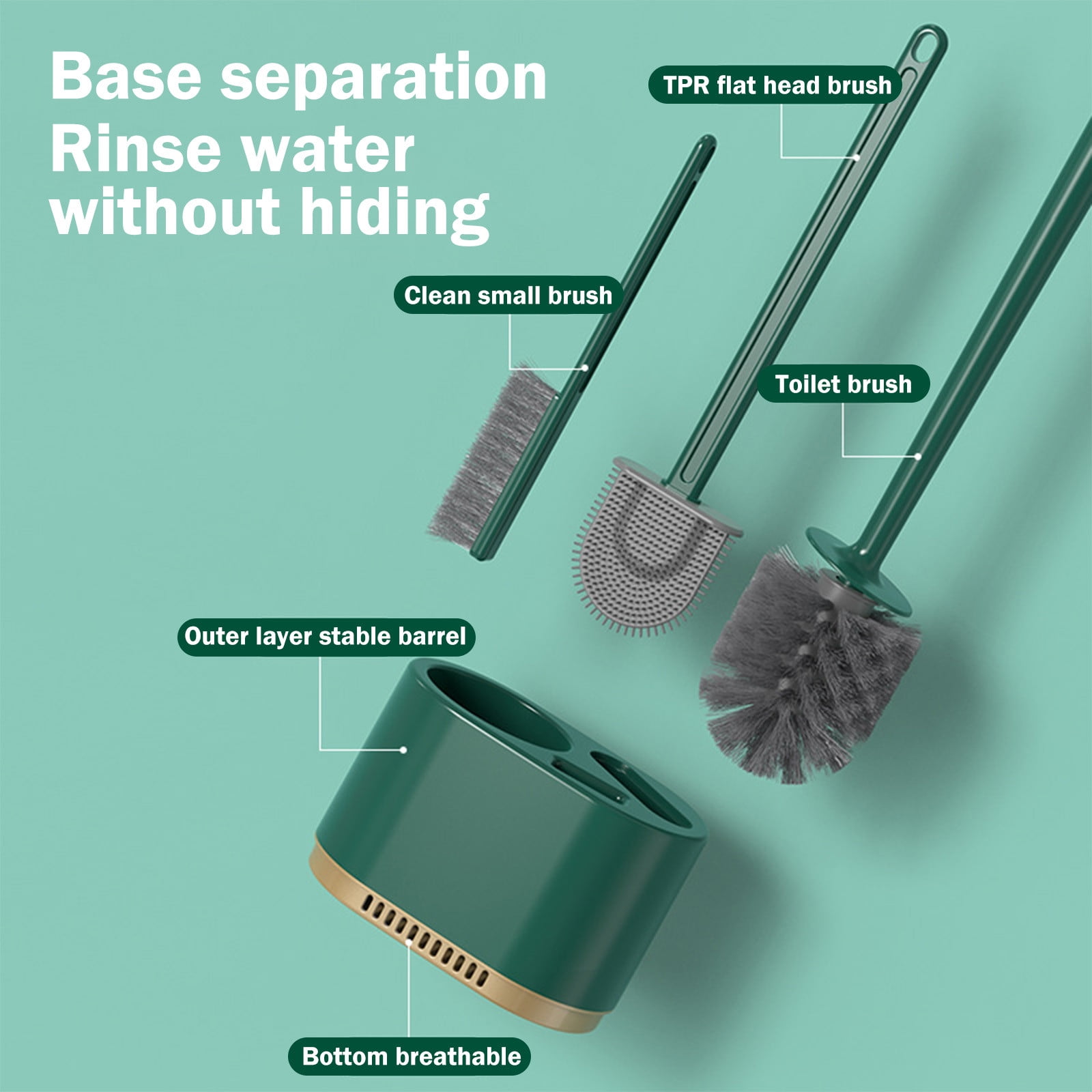 LACKUST Toilet Bowl Brush Cleaner and Caddy Holder Clearance,Toilet Bowl Brush with Strong Bristles Long Brush and Enough Heavy Base for Bathroom,Army Green