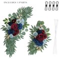 thumbnail image 5 of Artificial Navy Blue and Burgundy Wedding Arch Flower Swags Set of 2 for Welcome Signs, Reception and Ceremony Decorations - Navy Blue Floral Decor, 5 of 9