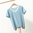 thumbnail image 2 of Posijego Women's V Neck Sleep Shirts for Women Pajamas Tops Summer Casual Short Sleeve Basic Tee Shirts, 2 of 5