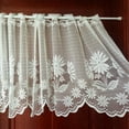 thumbnail image 2 of ZHH Floral Lace Light Filtering Half Kitchen Curtains Rod Pocket Voile Cafe Valance 59’’x21.5’’, White, 2 of 8