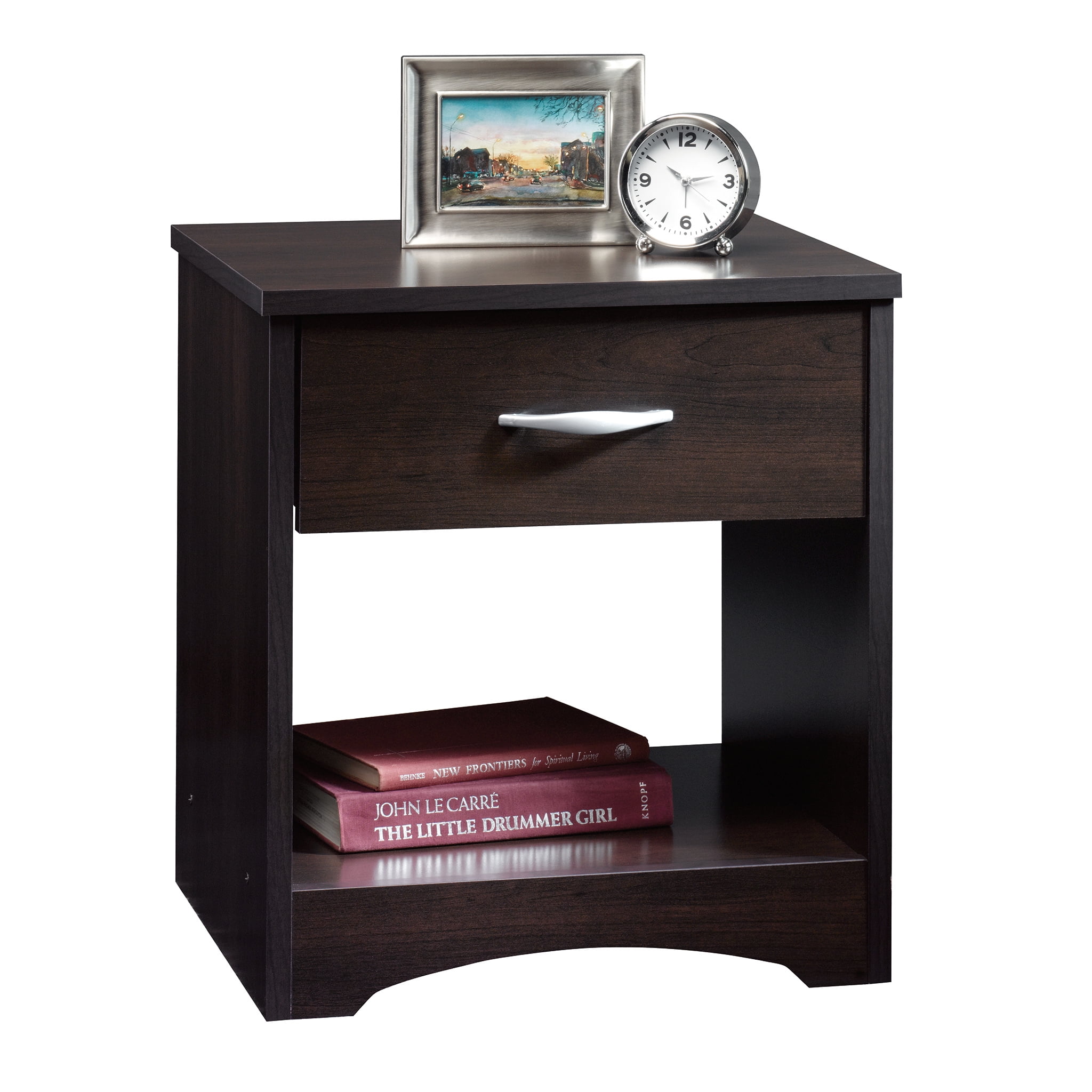 Sauder Beginnings Modern 1 Drawer Nightstand Cinnamon Cherry Finish Walmart Com Walmart Com