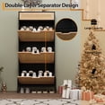thumbnail image 2 of Natural Rattan Shoe Cabinet with 3 Flip Doors and 1 Drawer, Narrow Shoe Rack with Adjustable Shelf, Freestanding Shoe Storage Organizer for Entryway, Hallway, 2 of 7