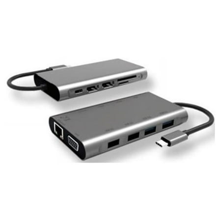 Smk Link - SMK-Link - USB-C - 100W Mini Docking Station - Multi-Stream Triple Video for Notebooks - Silver