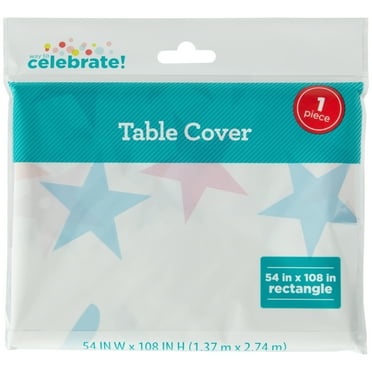 Rectangular 54" x 108" Pink/Blue Stars Table Cover, by Way To Celebrate