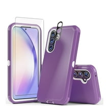 Xhy Samsung Galaxy A54 5G Case with Screen and Lens Protector Military Grade Heavy Duty 3 in 1 Shockproof Armor Rugged Durable for Galaxy A54 5G Phone - Purple White
