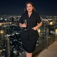 thumbnail image 4 of Agnes Orinda Women's Plus Size 2 Piece Skirt Suit Set Short Sleeve Blazer and Pencil Skirts Set Business Formal Outfits with Pocket 1X Black, 4 of 8