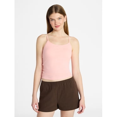 No Boundaries Cropped Cami Top with Shelf Bra, Women's XXS-XXL
