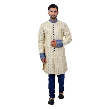 Cream Zari Brocade Silk Traditional Indian Wedding Indo Western