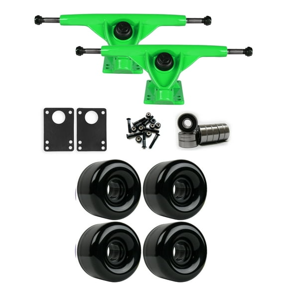 RKP Green Longboard Trucks Wheels Package 65mm x 44mm 83A Black