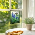 thumbnail image 3 of Bluebonnet and Hummingbirds Stained Glass Panels Window Hangings Tiffany Glass Traditional Art Crafts for Home Decor Gifts Square design, 8in 74OR5, 3 of 6