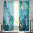 thumbnail image 2 of ERUNPONLY Modern Turquoise Sheer Curtains 63 Inch Length 2 Panels Set, Abstract Teal Gold Marble Textured Voile Window Treatment Curtains Sheers Drapes for Bedroom/Living Room/Kitchen 52x"63"x2, 2 of 7