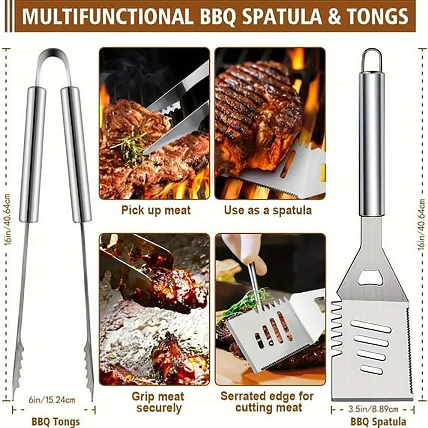 35pcs Men's And Women's Barbecue Accessory Set, Stainless Steel Heavy-duty Barbecue Tools with Gloves And Barbecue Mats, Portable Aluminum Box, Outdoor Camping Barbecue Accessories