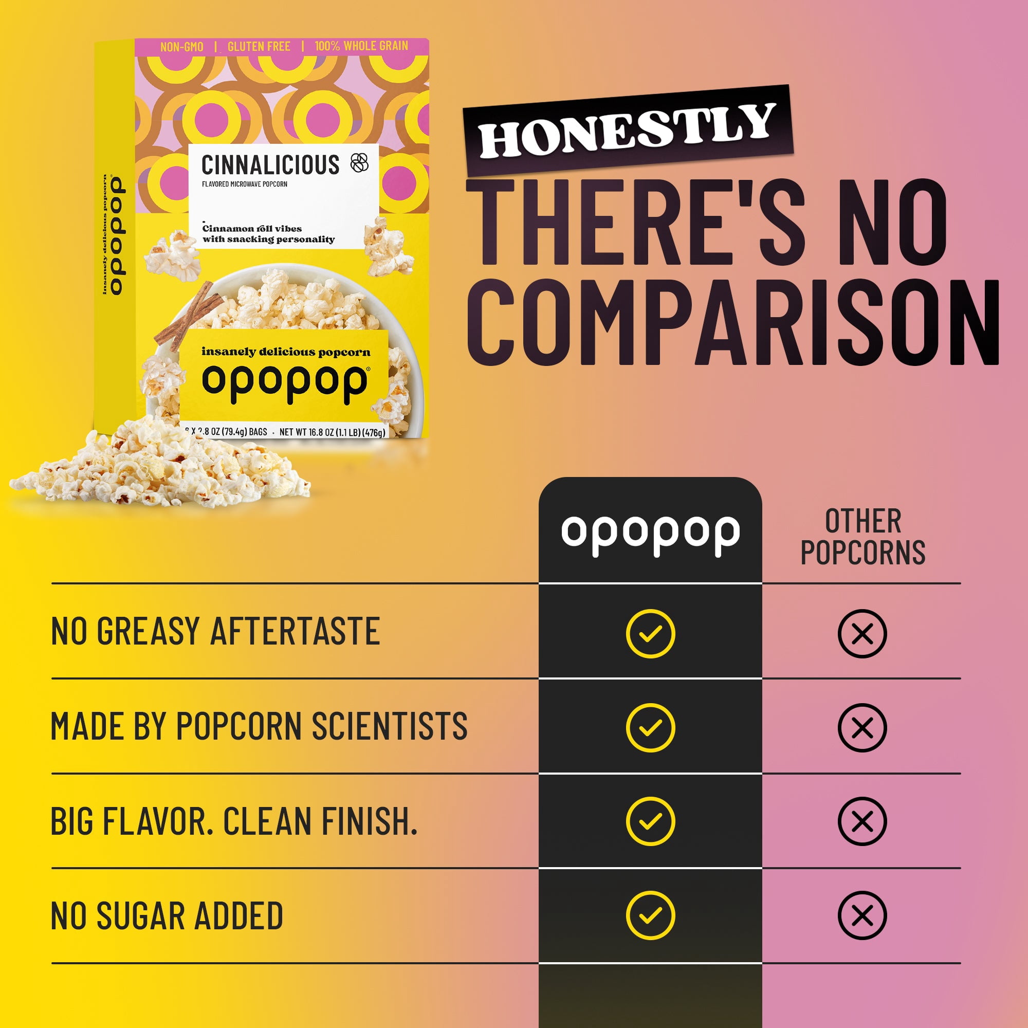 Opopop Microwave Popcorn Cinnalicious Flavor 2.8oz/6ct