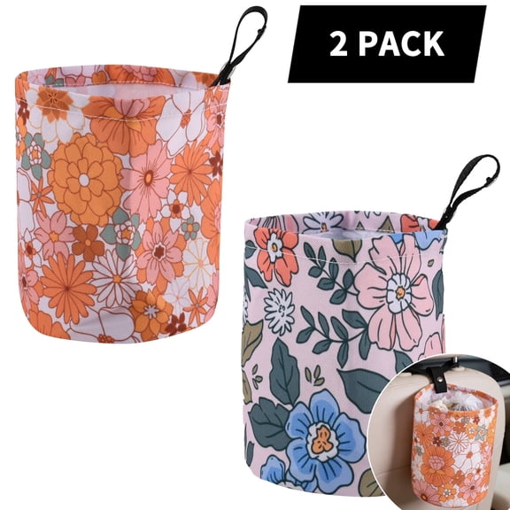 HUIANER 2Pcs Car Trash Can Cute & Portable - Waterproof Car Trash Bin, Usable for Front Seat , Backseat , Console & Floor