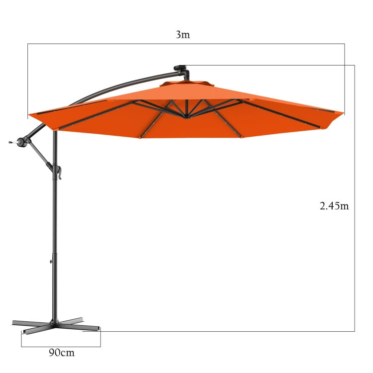 Aimee Lii 10" Patio Hanging Solar LED Umbrella Sun Shade with Cross Base, Table Umbrella Outdoor Patio, Orange Aimee Lii 10" Patio Hanging Solar LED Umbrella Sun Shade with Cross Base, Table Umbrella Outdoor Patio, Orange