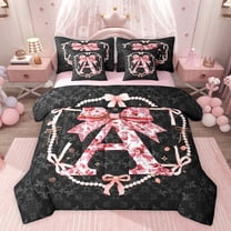 Castle Fairy Ribbon Bowknot Letter A 7-Piece Twin Bedding Set for Child Teens Adults