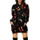 thumbnail image 1 of Sudadera con capucha para mujer, informal, estampada, colorida, hecha de poliéster, suave, cómoda, elegante, cálida, lo suficientemente resistente par Rojo negro M Yinane Vestido de sudadera, 1 of 4