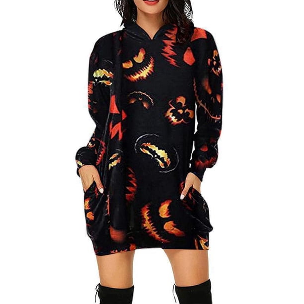 Sudadera con capucha para mujer, informal, estampada, colorida, hecha de poliéster, suave, cómoda, elegante, cálida, lo suficientemente resistente par Rojo negro M Yinane Vestido de sudadera