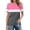 Hot Pink, variant on Womens Tops T-Shirts Color Block Short Sleeve Boho Shirts